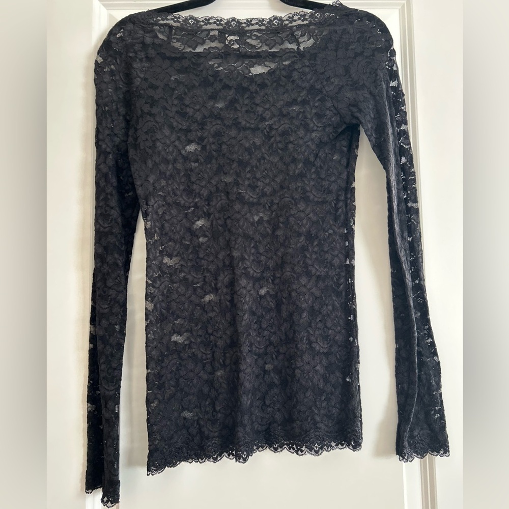 Moda International Black Lace Blouse sz:m